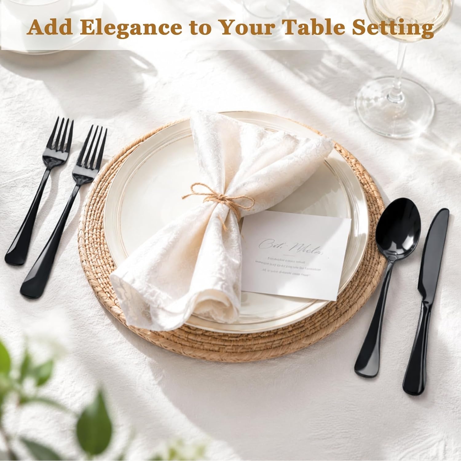 image:imageAstercook 24Piece Black Silverware Set with Steak Knives Flatware Set for 4 FoodGrade Stainless Steel Cutlery Set Mirror Polished Utensils Set Include Spoons and Forks for Home Kitchen RestaurantElegant Black Pro