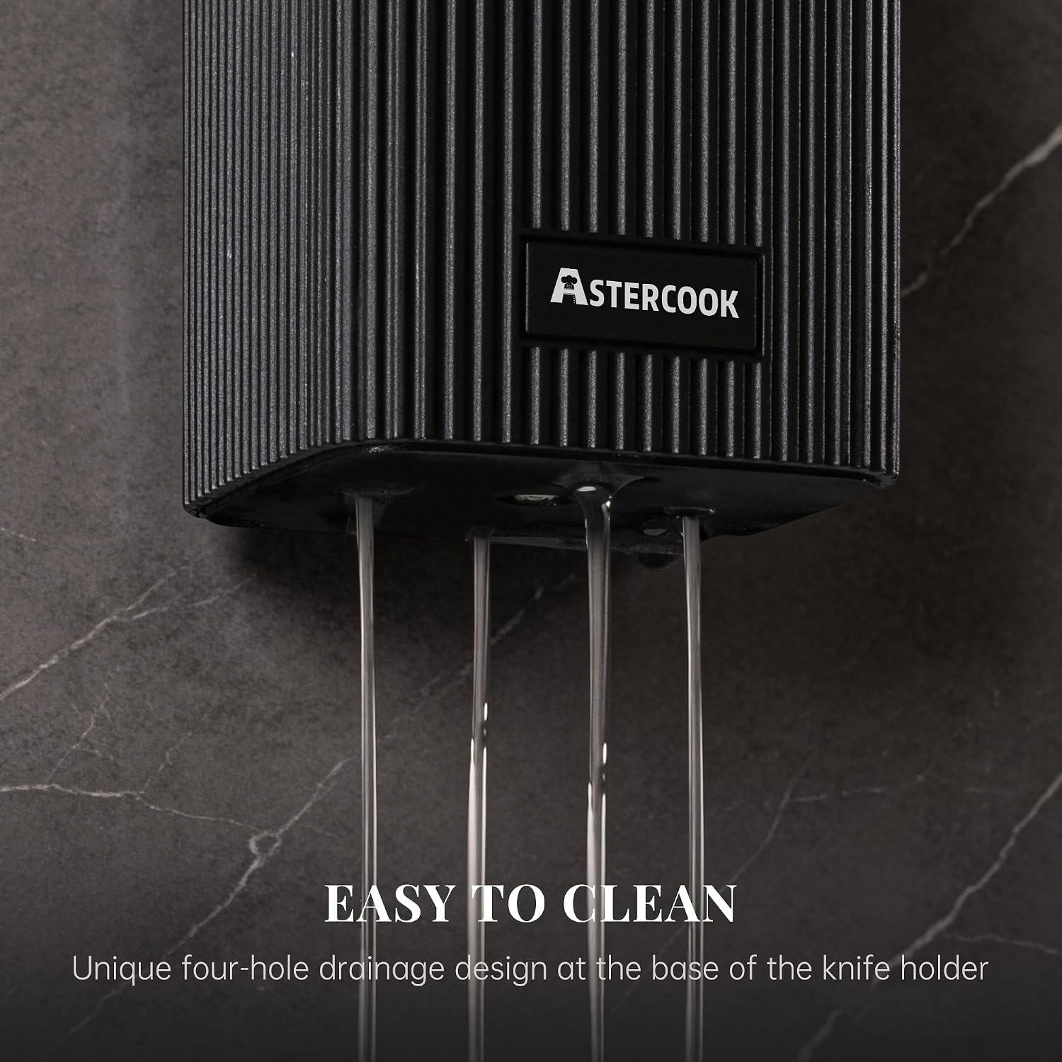 image:imageAstercook Knife Set 6Piece Kitchen Knife Set with Block High Carbon Stainless Steel Ultra Sharp Kitchen Knives Wood Grain Handle Dishwasher Safe Knife Block Set Khaki Kitchen Utility KnivesBlack