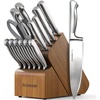 image:imageAstercook Knife Set 15 Piece German Steel Kitchen Knife Block SetWalnut Brown